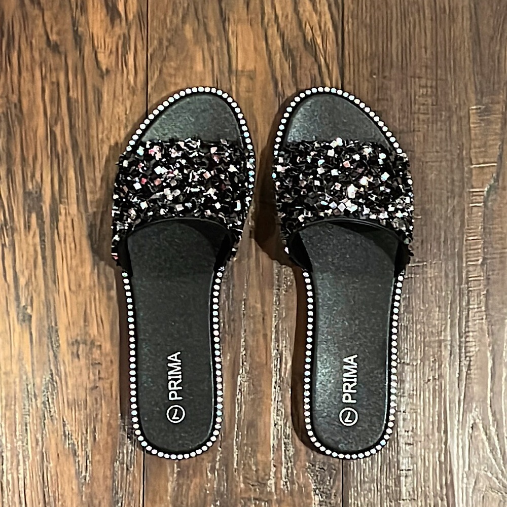 Cinderella Stone Glitter Slides